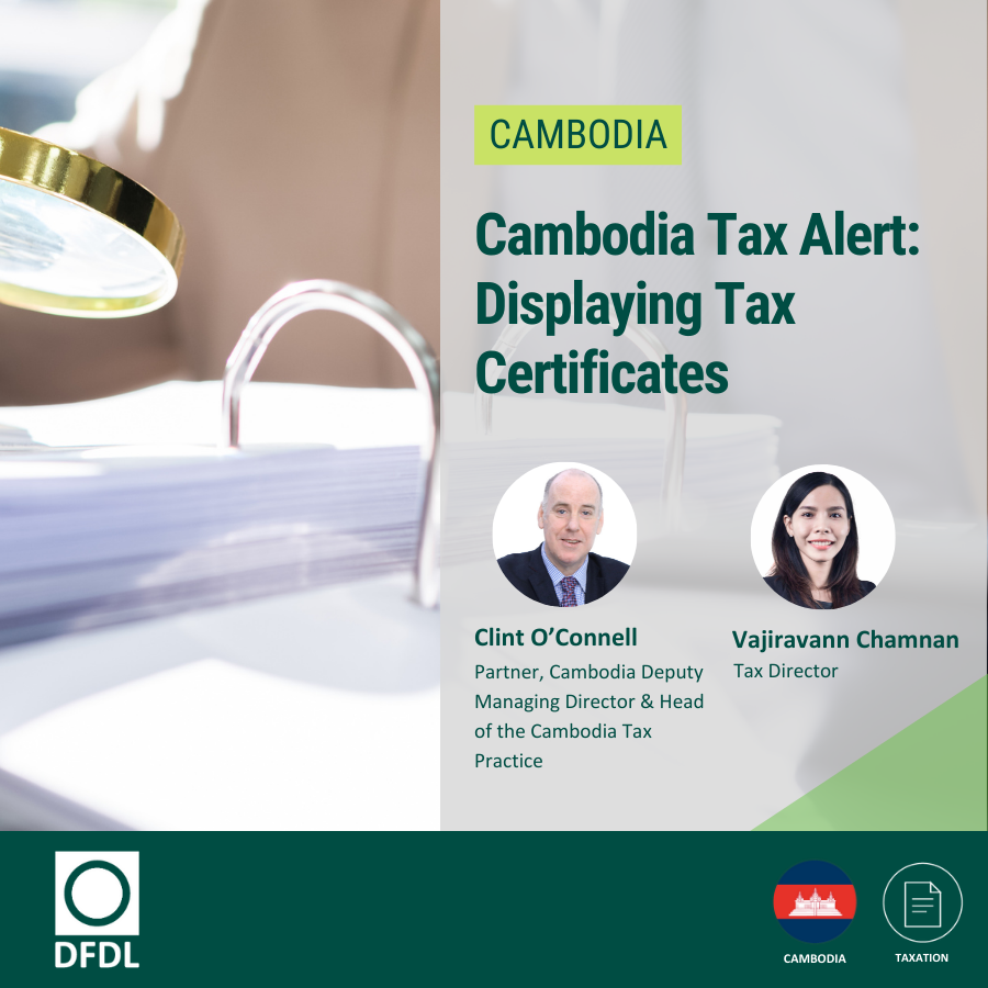 Cambodia Displaying Tax Certificates